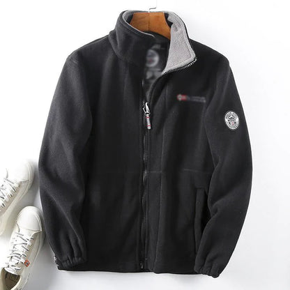LAST DAY PROMOTION - 50%OFF🔥 Unisex Full Zip Stand Collar Reversible Fleece Coat