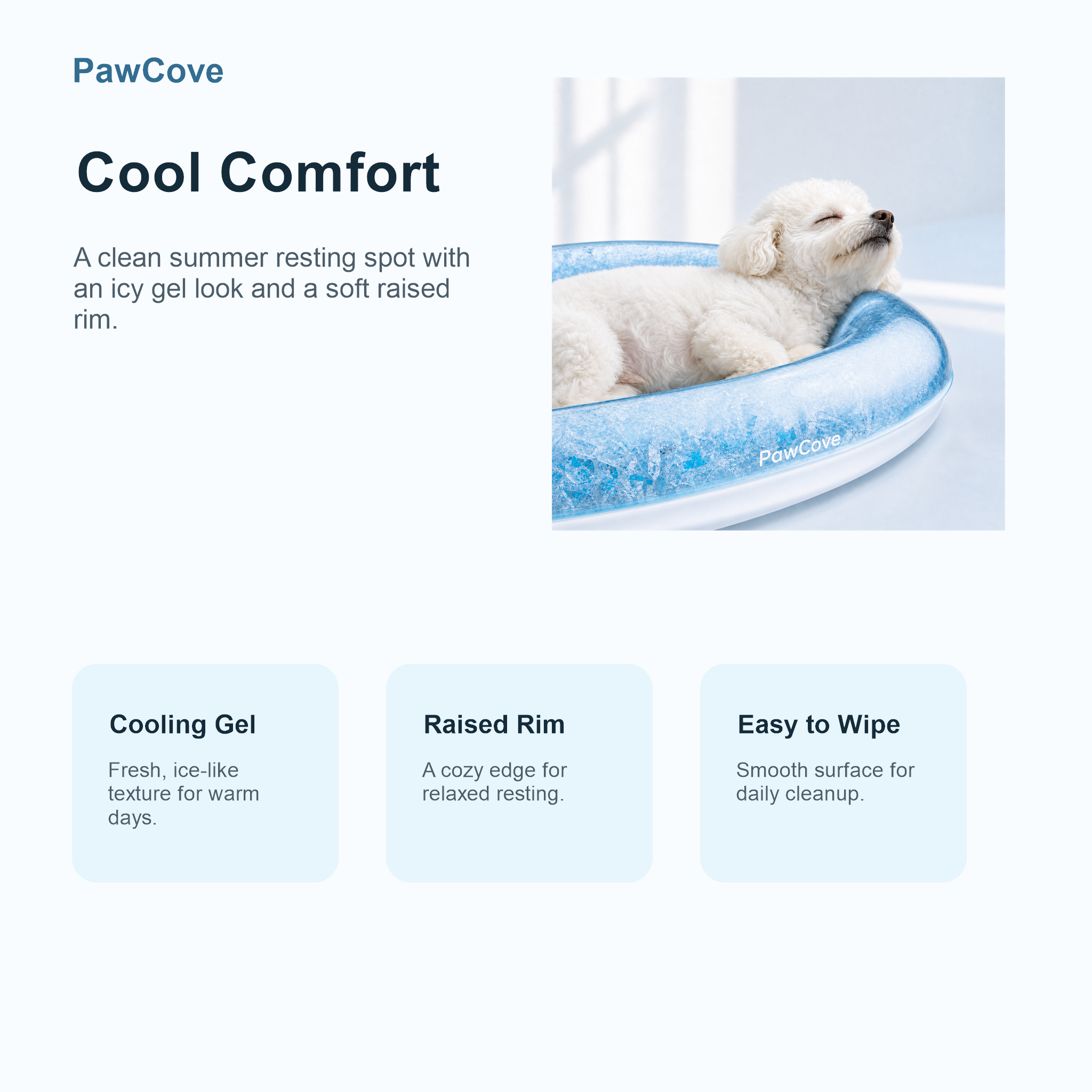 PawCove Gel Cooling Pet Bed for Dogs & Cats