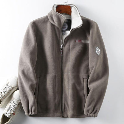 LAST DAY PROMOTION - 50%OFF🔥 Unisex Full Zip Stand Collar Reversible Fleece Coat