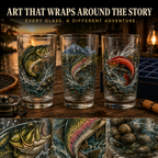 ✨🎣 The Last Cast Fishing Pint Glass Collection – 7 Unique Angler Designs & Gift Box