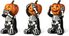 5.75" Jack-O'-Lantern Skull Figurine Statues | Collectible Halloween Decor (3-Pack)