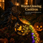 🎃Glowing Witch Cauldron Garden Stake Light – Magical Rainbow Halloween Yard Decor 🧙‍♀️✨