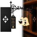 Cute Ghost Reading Book Lamp - Cozy Halloween LED Night Light & Bookshelf Decor