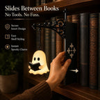 Cute Ghost Reading Book Lamp - Cozy Halloween LED Night Light & Bookshelf Decor