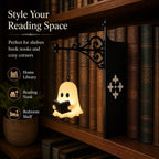 Cute Ghost Reading Book Lamp - Cozy Halloween LED Night Light & Bookshelf Decor