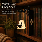 Cute Ghost Reading Book Lamp - Cozy Halloween LED Night Light & Bookshelf Decor