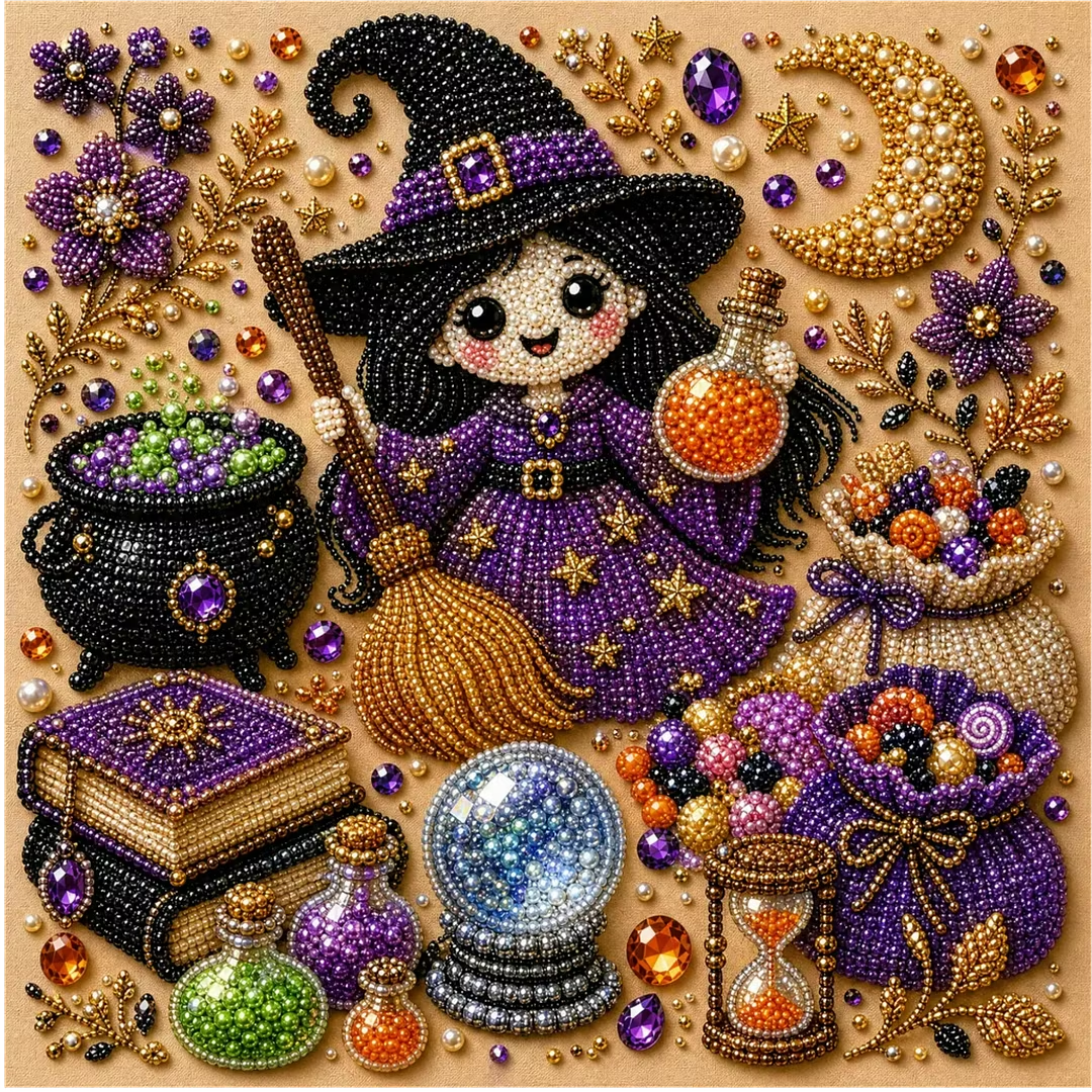 💥 Limited Time 49% OFF – 👻✨ Halloween Pearl Art DIY Kit – Create Spooky-Cute Magic