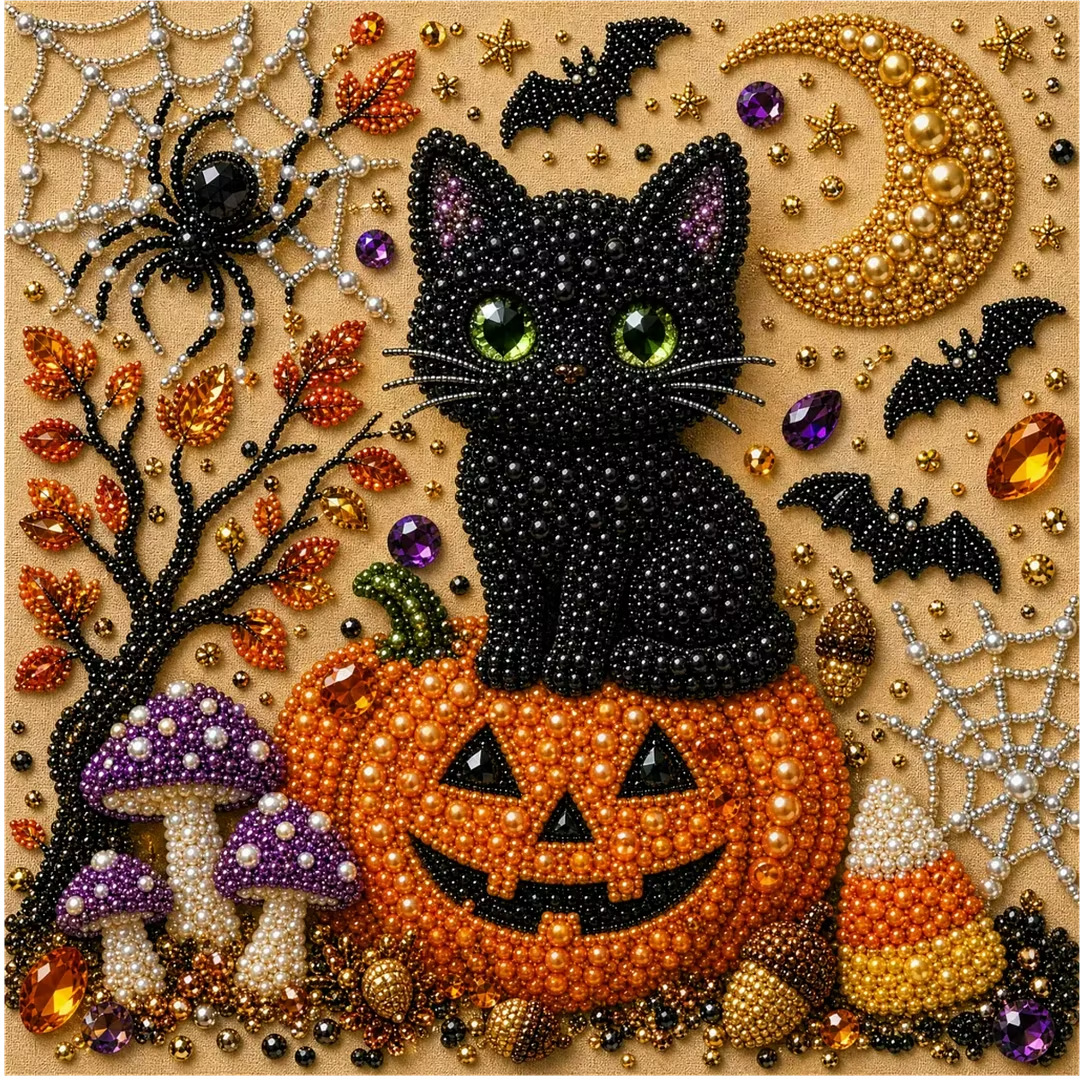 💥 Limited Time 49% OFF – 👻✨ Halloween Pearl Art DIY Kit – Create Spooky-Cute Magic