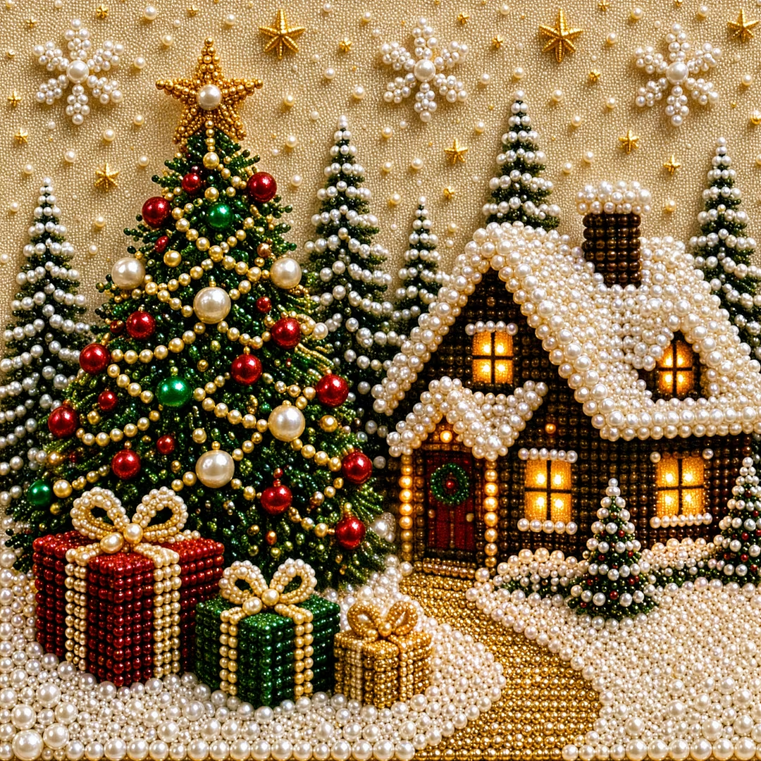 🧘Cozy & Creative-💎 Christmas Pearl Diamond Art Kit With Display Frame