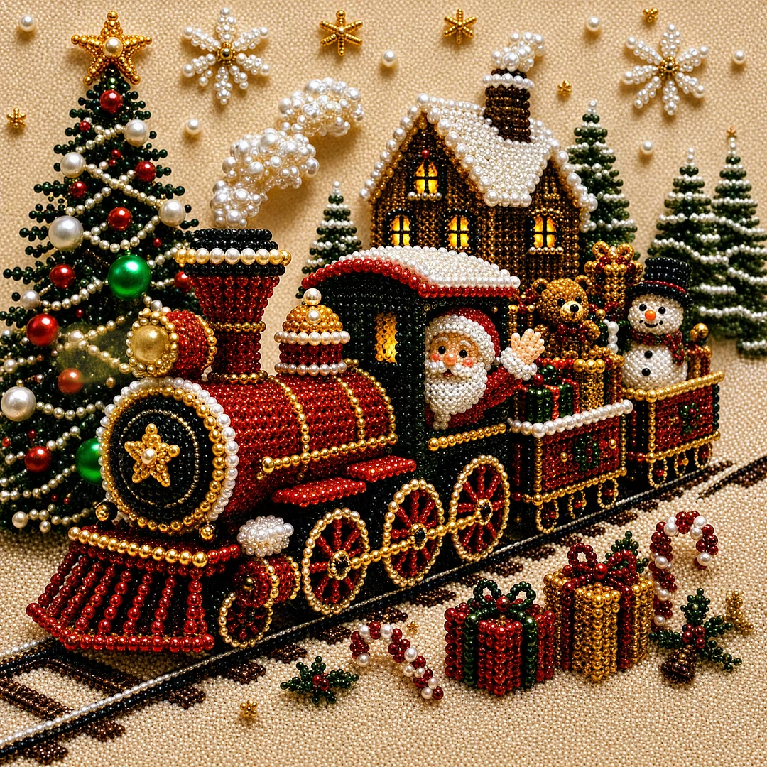 🧘Cozy & Creative-💎 Christmas Pearl Diamond Art Kit With Display Frame