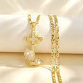 Cross & Prayer Hands Pendant Necklace