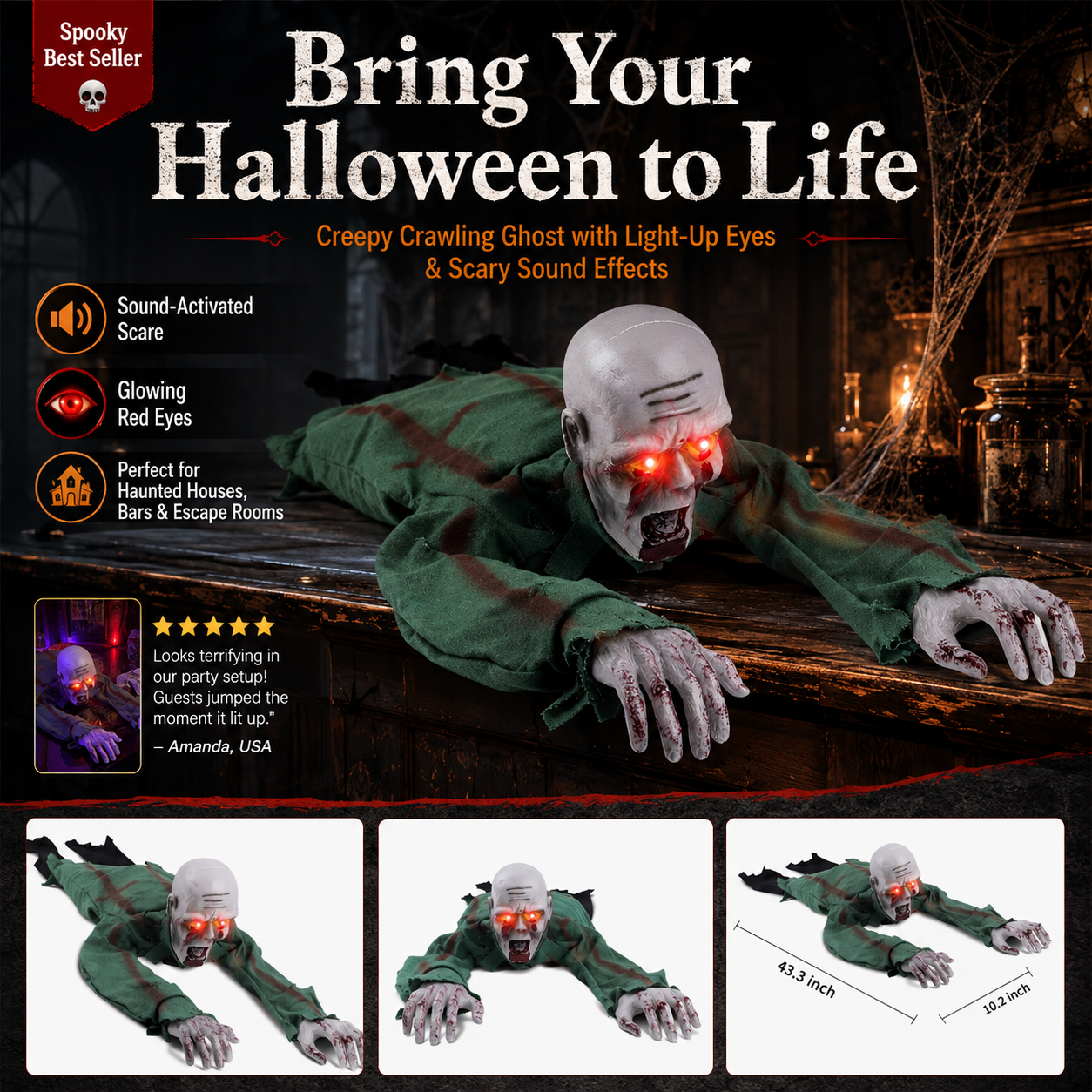 🎉🔥Free Shipping🔥Halloween Horror Model Crawling Ghost