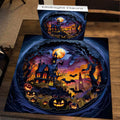 Midnight Haunt Framed Jigsaw Wall Art – Spooky Halloween Puzzle Decor