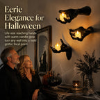 Halloween Decorations, Pack of 3 Wall Mounted Creepy Reaching Hands with Lighted Candles