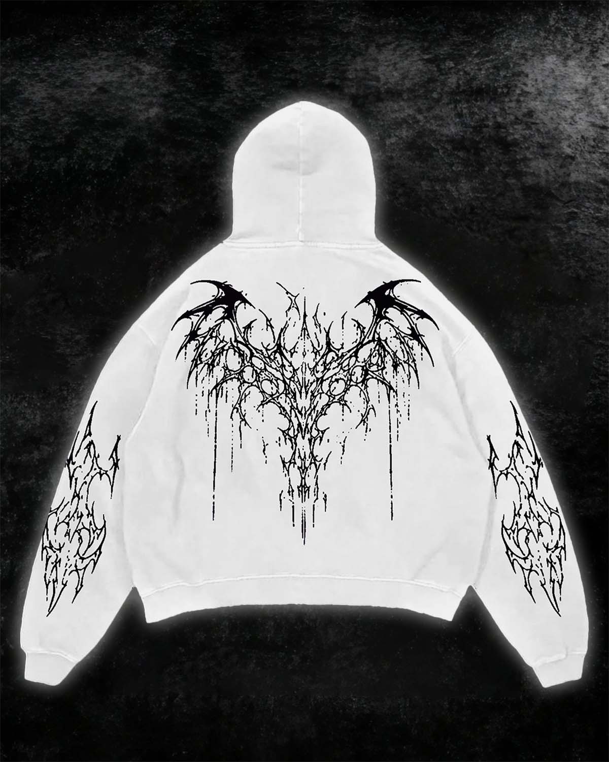 White Black Tribal Thorn Print Hoodie