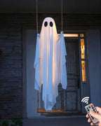 🎁HOT DEAL – Up to 49% OFF🔥Halloween Decorations OutdoorHanging Swing Ghost Halloween Decor with String Lights, Spooky Cute Ghosts Decorations for Front Porch Yard Tree