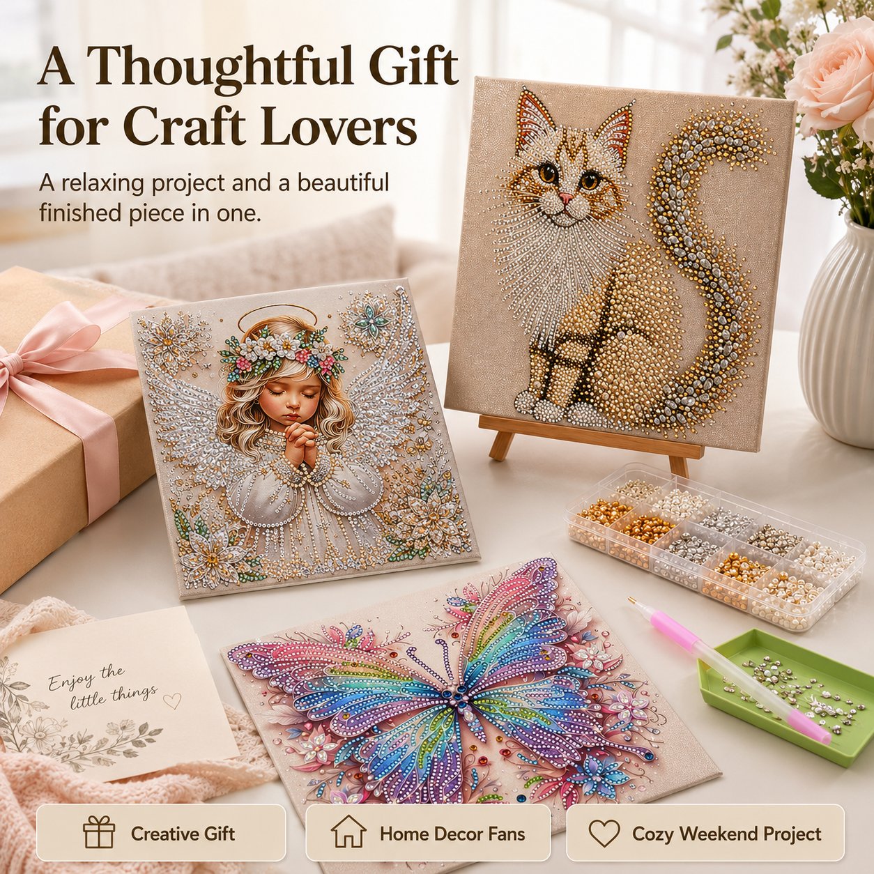 🧘Relaxing & Beginner-Friendly-Sparkling Crystal Diamond Art Kit For DIY Wall Decor