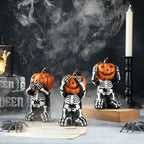 5.75" Jack-O'-Lantern Skull Figurine Statues | Collectible Halloween Decor (3-Pack)