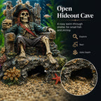 Underwater Pirate Skeleton Throne Aquarium Hideout Cave Decor