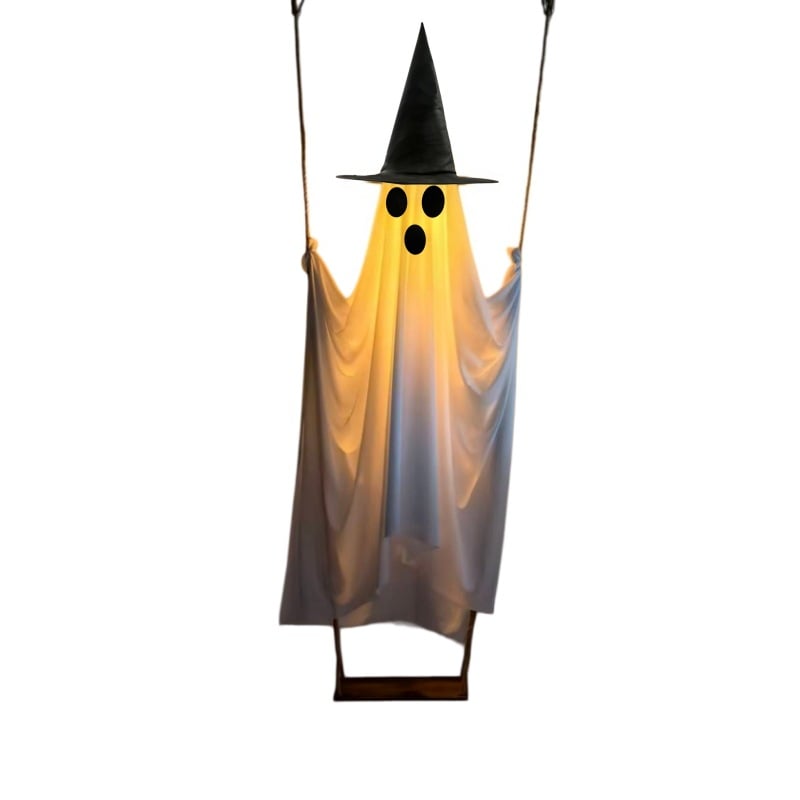 🎁HOT DEAL – Up to 49% OFF🔥Halloween Decorations OutdoorHanging Swing Ghost Halloween Decor with String Lights, Spooky Cute Ghosts Decorations for Front Porch Yard Tree