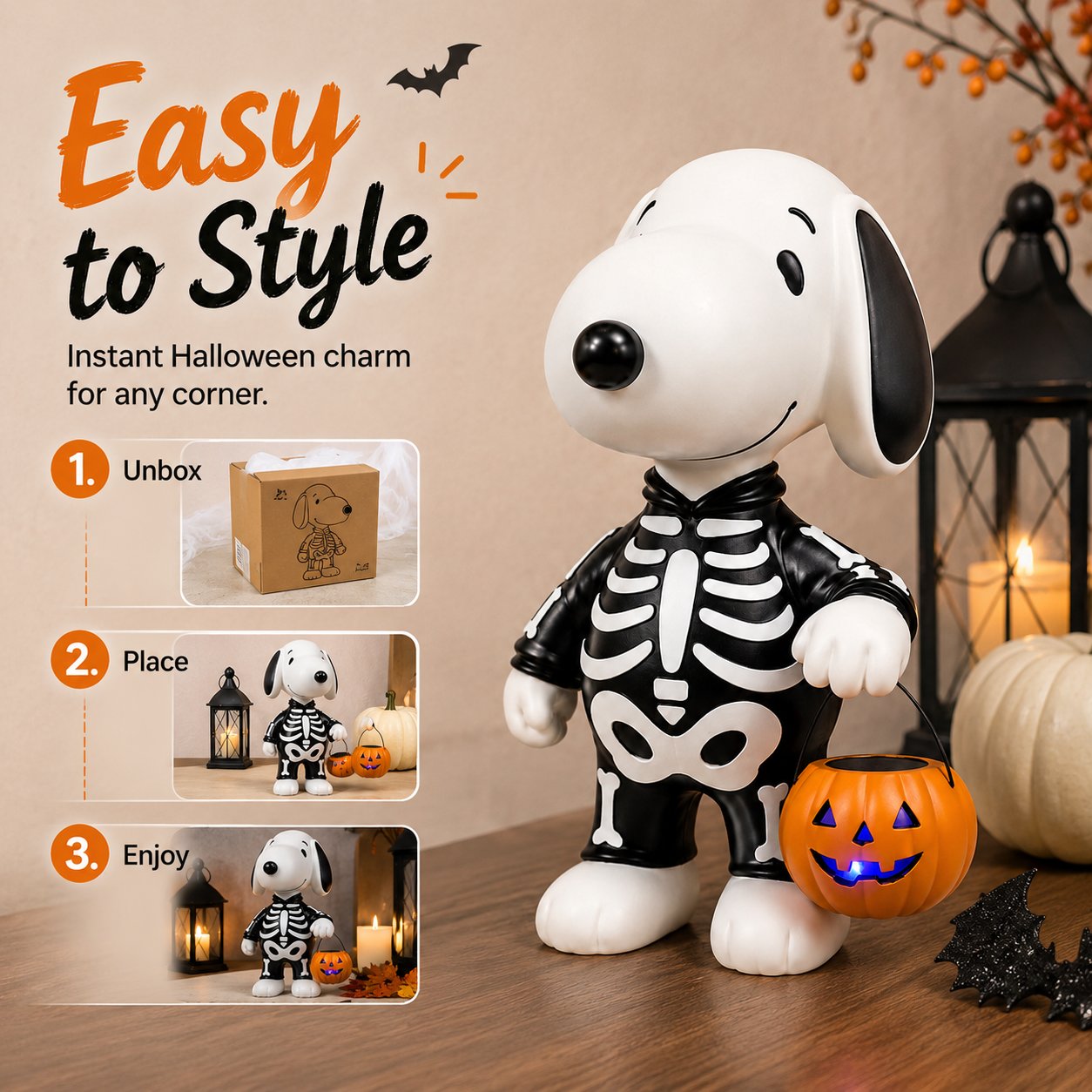 🎃 Light Up Halloween with the Cutest Skeleton Pup! 🐶✨