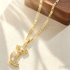 Cross & Prayer Hands Pendant Necklace