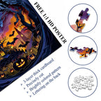 Midnight Haunt Framed Jigsaw Wall Art – Spooky Halloween Puzzle Decor