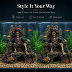 Underwater Pirate Skeleton Throne Aquarium Hideout Cave Decor