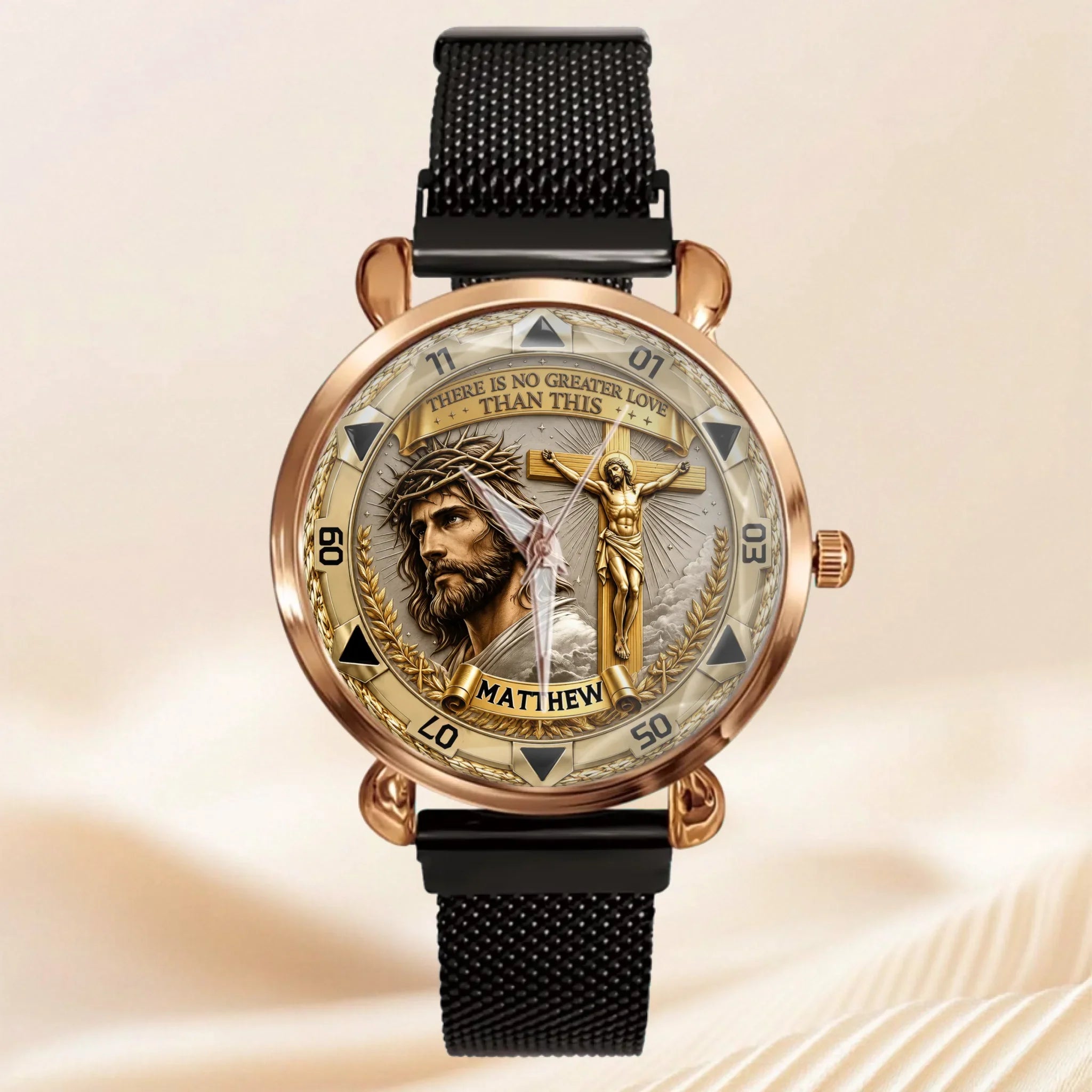 Custom Jesus Christ Crucifix Watch - Personalized Name Watch - Christian Faith Gift For Men, Christian Families