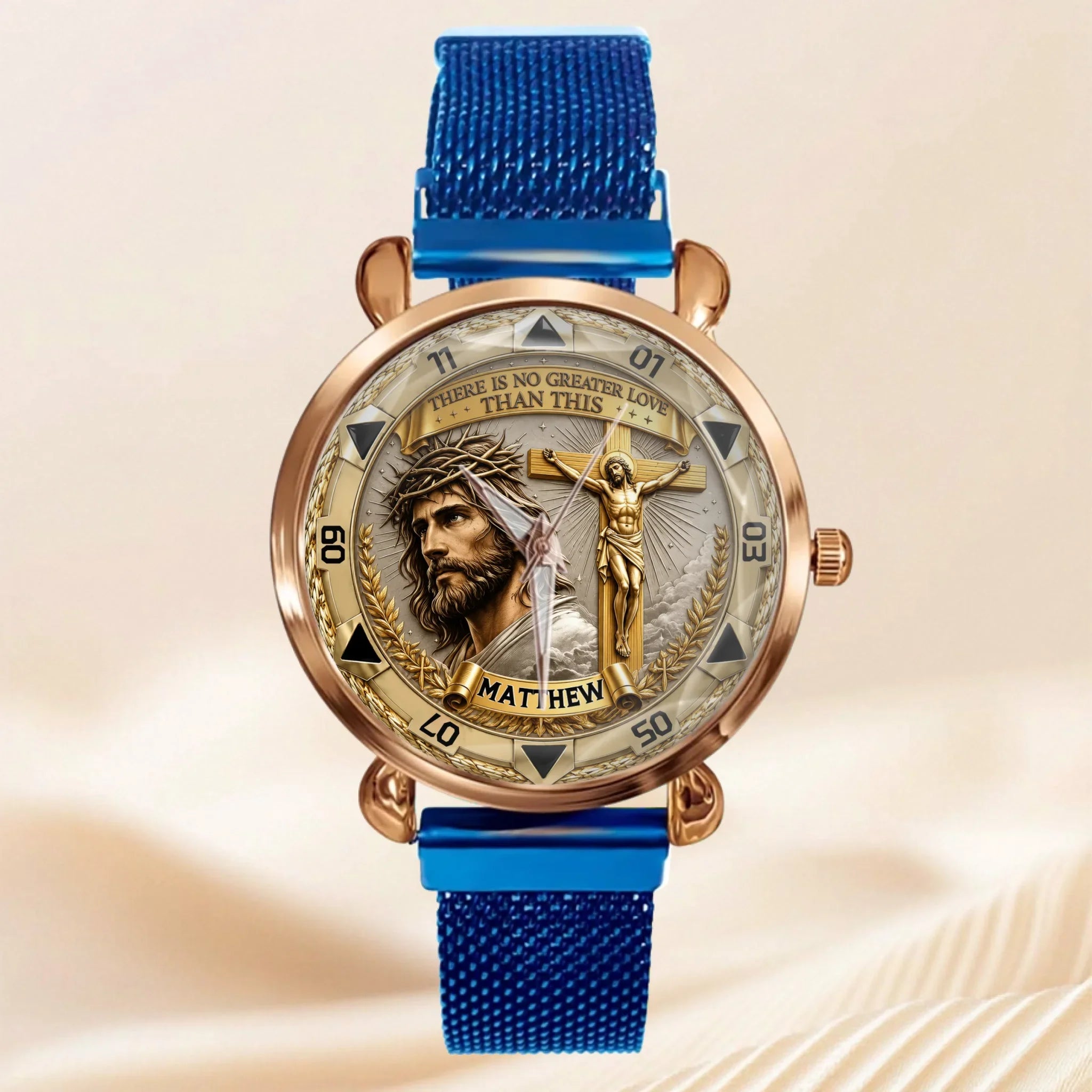 Custom Jesus Christ Crucifix Watch - Personalized Name Watch - Christian Faith Gift For Men, Christian Families