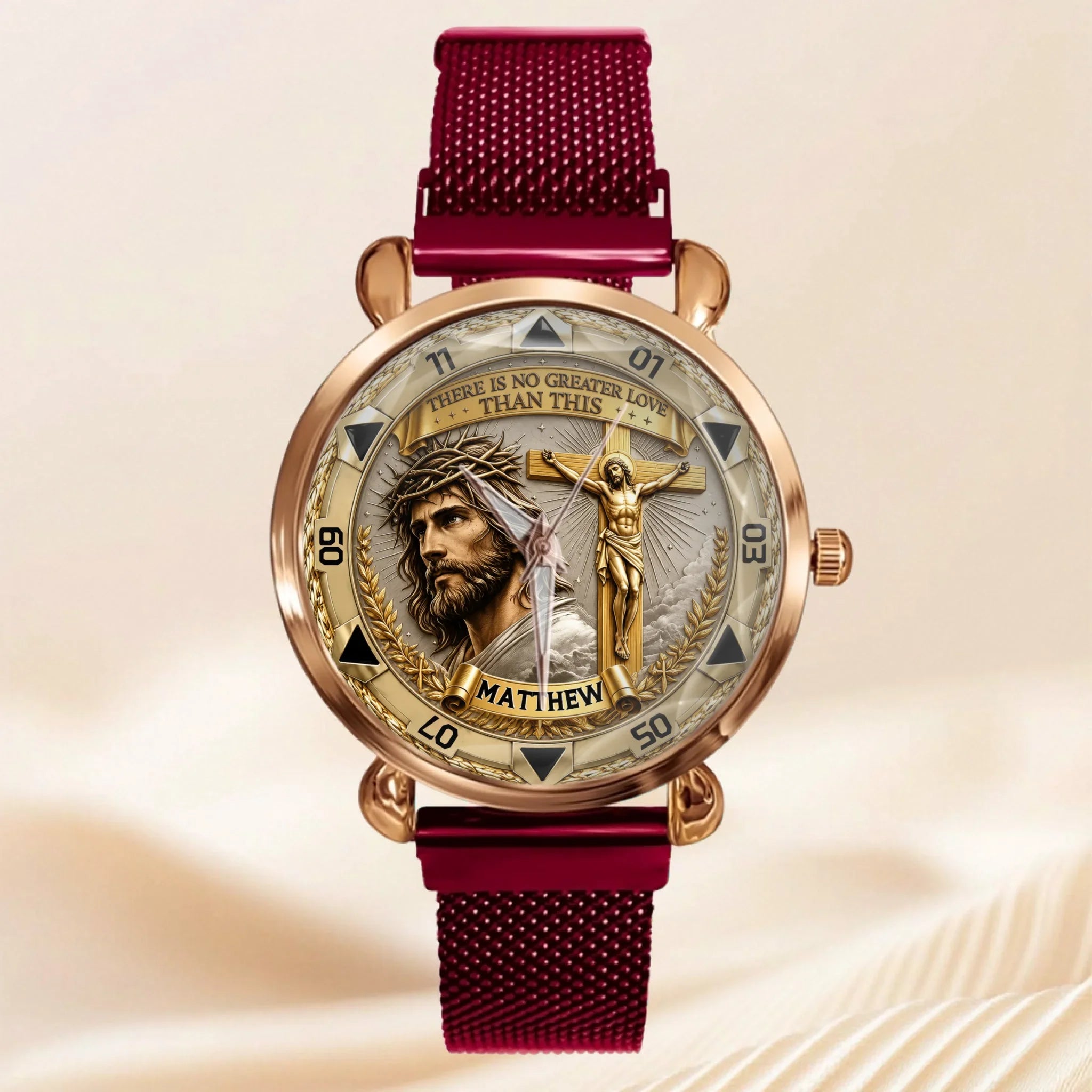 Custom Jesus Christ Crucifix Watch - Personalized Name Watch - Christian Faith Gift For Men, Christian Families