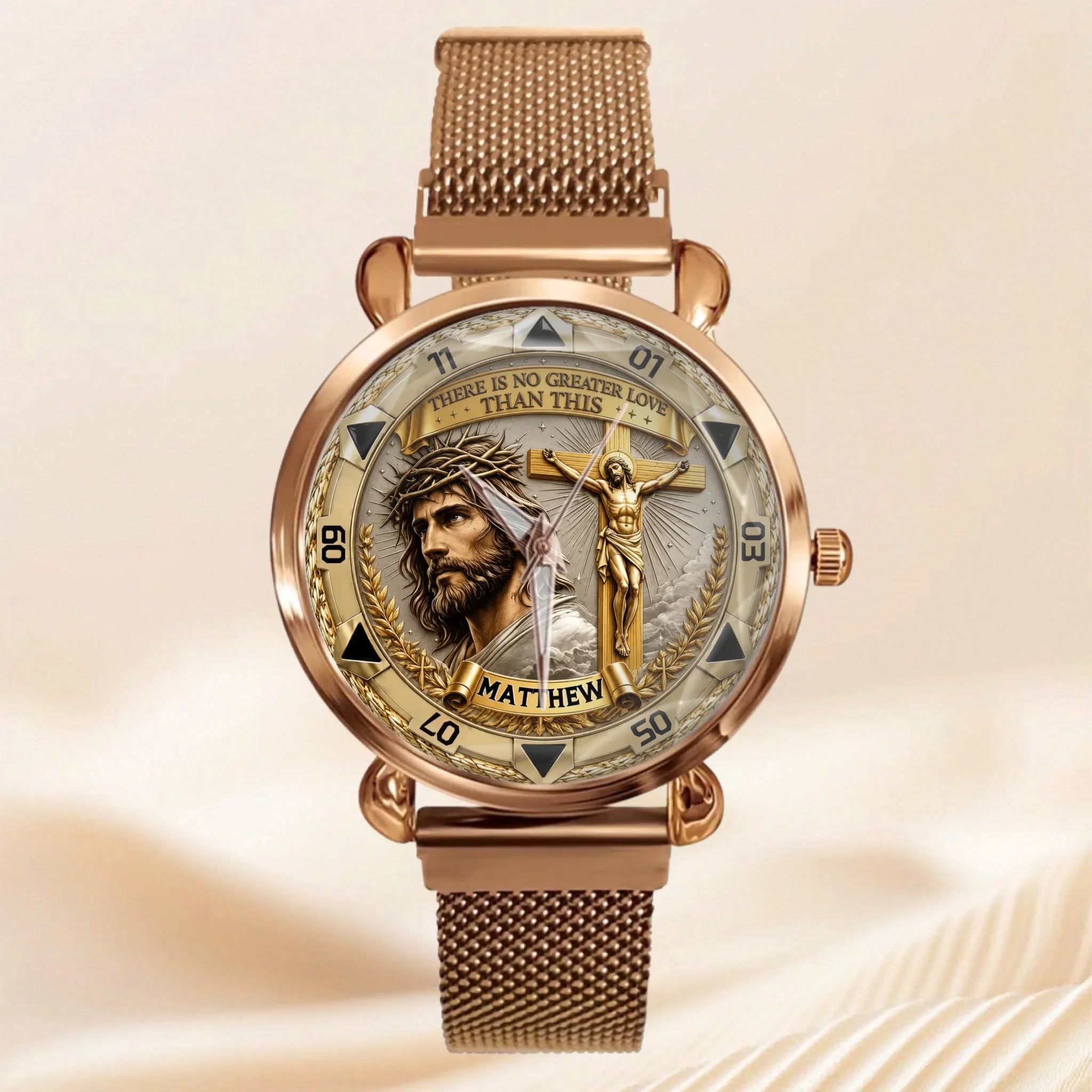Custom Jesus Christ Crucifix Watch - Personalized Name Watch - Christian Faith Gift For Men, Christian Families