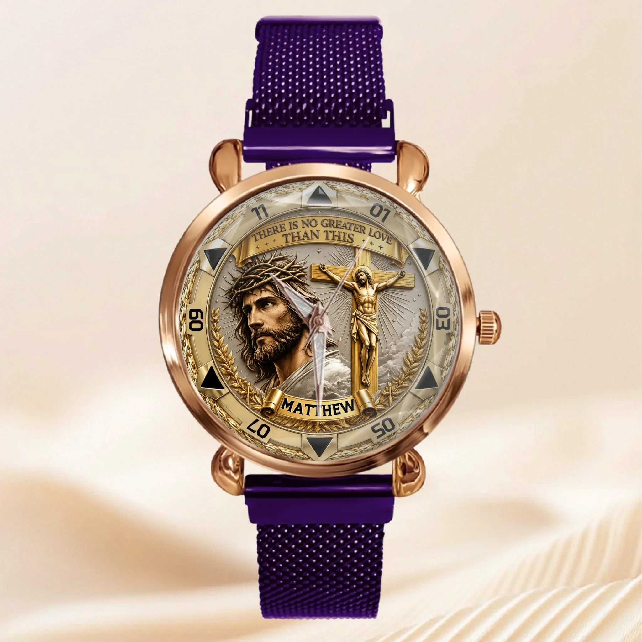 Custom Jesus Christ Crucifix Watch - Personalized Name Watch - Christian Faith Gift For Men, Christian Families