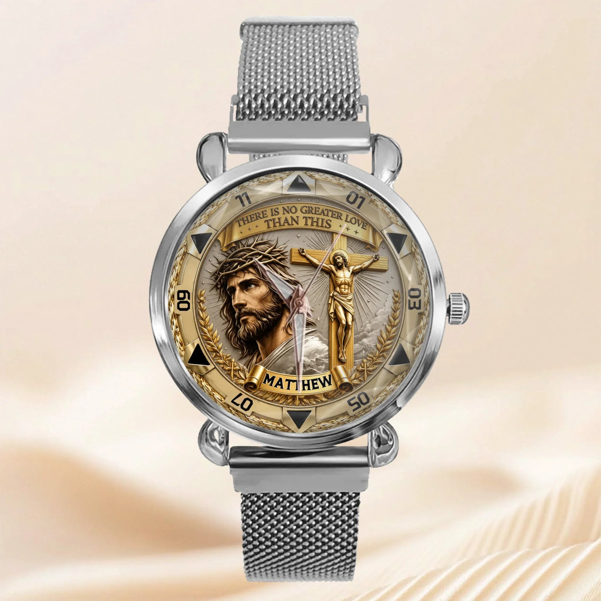 Custom Jesus Christ Crucifix Watch - Personalized Name Watch - Christian Faith Gift For Men, Christian Families