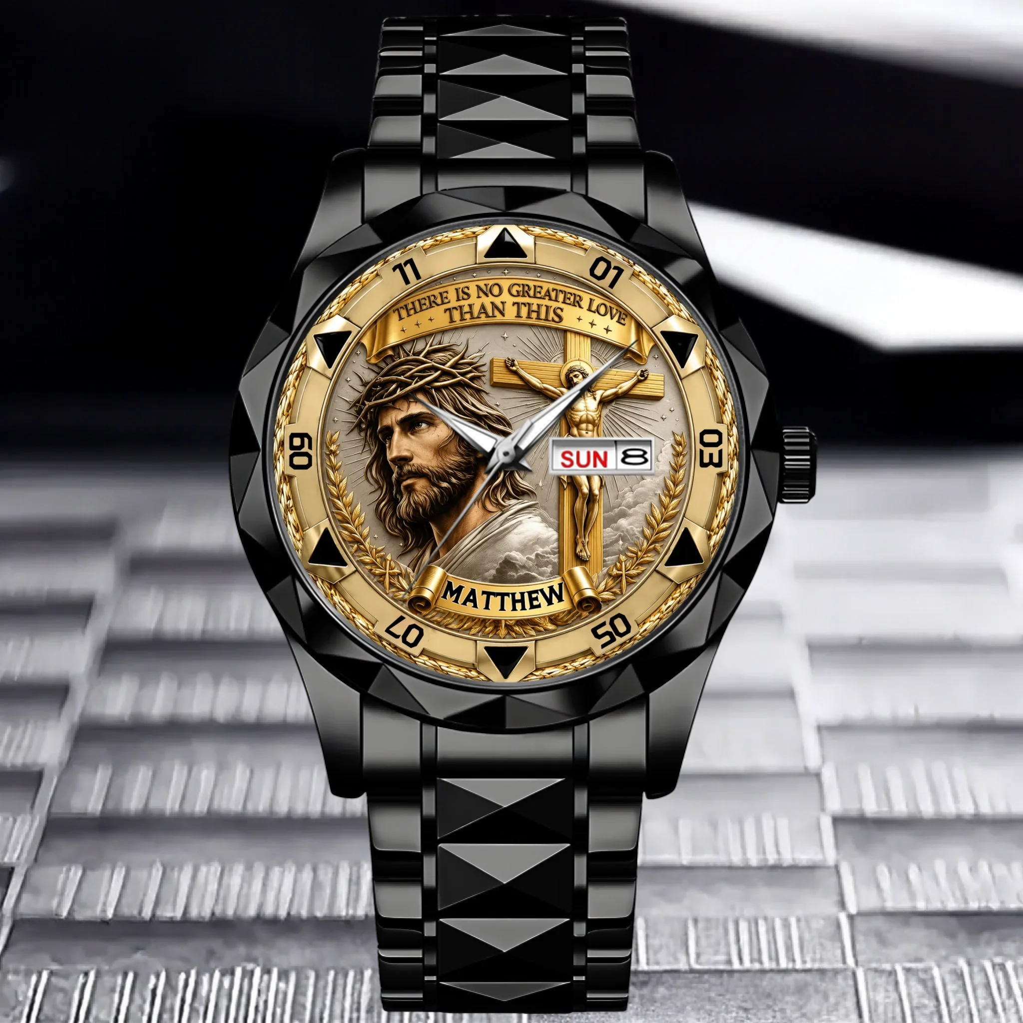 Custom Jesus Christ Crucifix Watch - Personalized Name Watch - Christian Faith Gift For Men, Christian Families