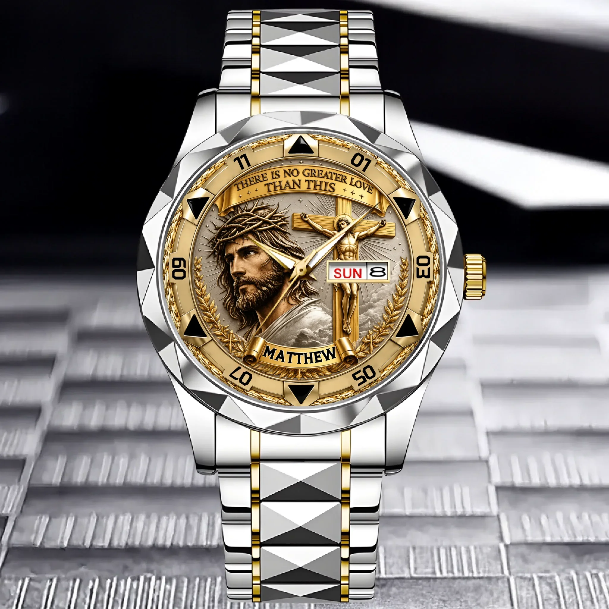 Custom Jesus Christ Crucifix Watch - Personalized Name Watch - Christian Faith Gift For Men, Christian Families