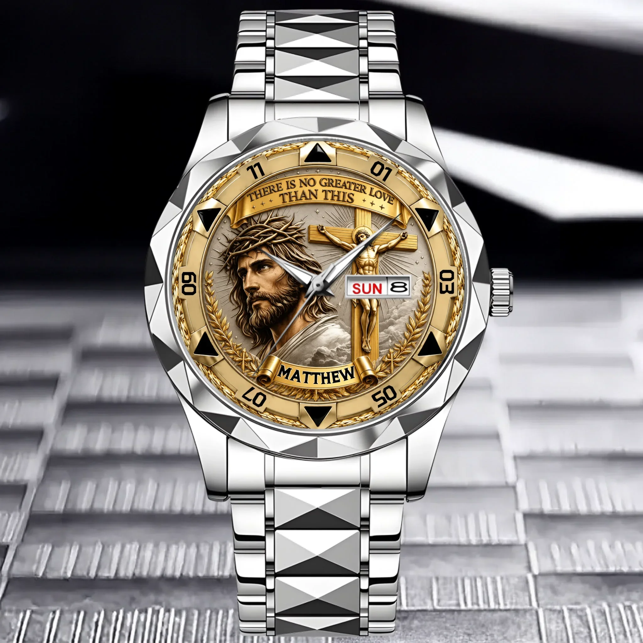 Custom Jesus Christ Crucifix Watch - Personalized Name Watch - Christian Faith Gift For Men, Christian Families