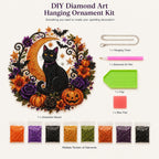 Black Cat Moon Diamond Art Hanging Ornament Kit – Relaxing DIY Halloween Craft 🎃💎 (📦Buy 2 Free Shipping)