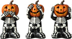 5.75" Jack-O'-Lantern Skull Figurine Statues | Collectible Halloween Decor (3-Pack)