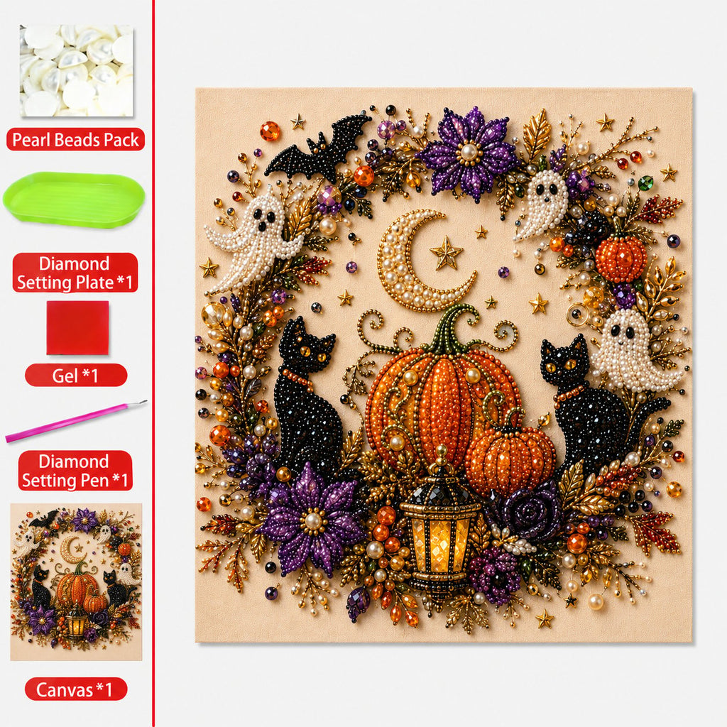 💥 Limited Time 49% OFF – 👻✨ Halloween Pearl Art DIY Kit – Create Spooky-Cute Magic
