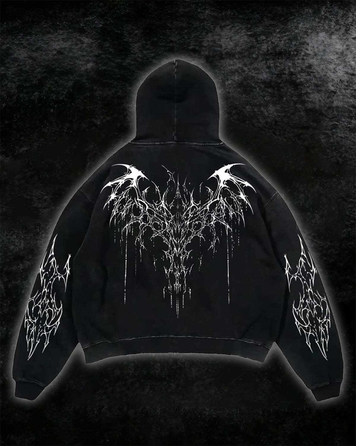 Black Tribal Thorn Print Hoodie