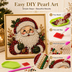 🧘Relaxing & Beginner-Friendly-💎DIY Christmas Pearl Diamond Painting Art Kit With Frame