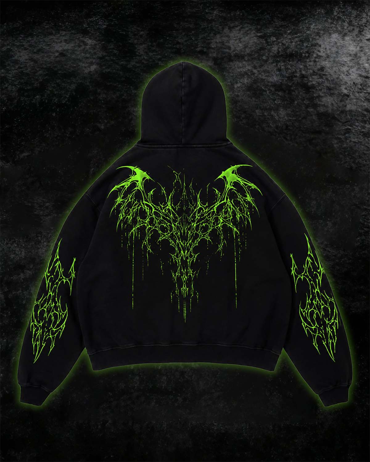 Neon Green Tribal Thorn Print Hoodie