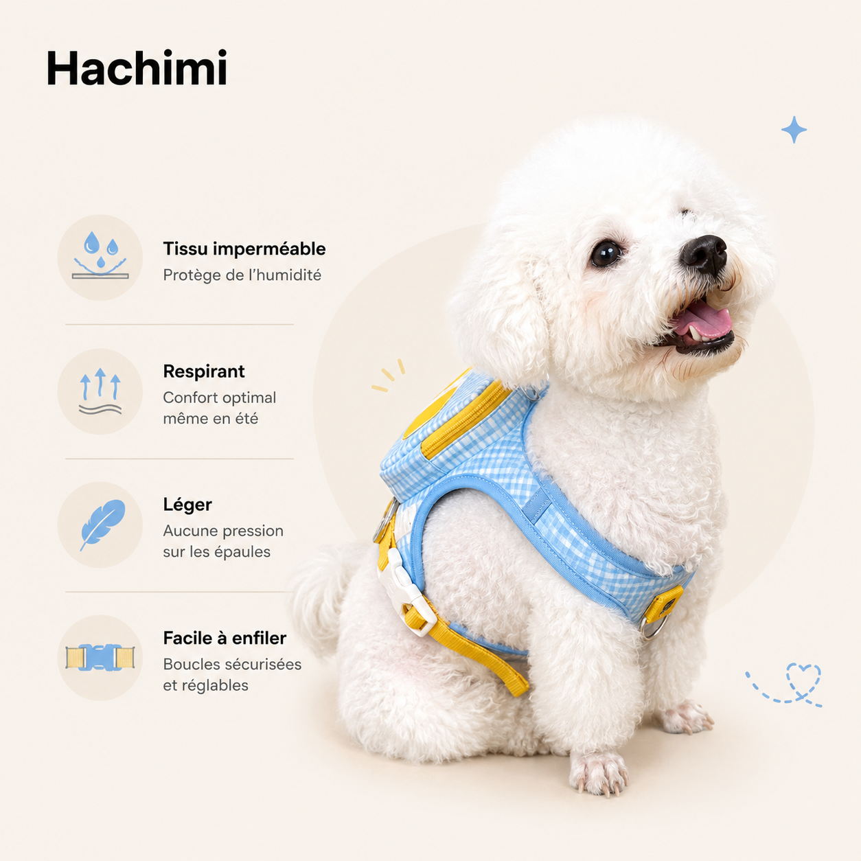 Reflective Safety Harness + Leash – Integrated Bag Dispenser