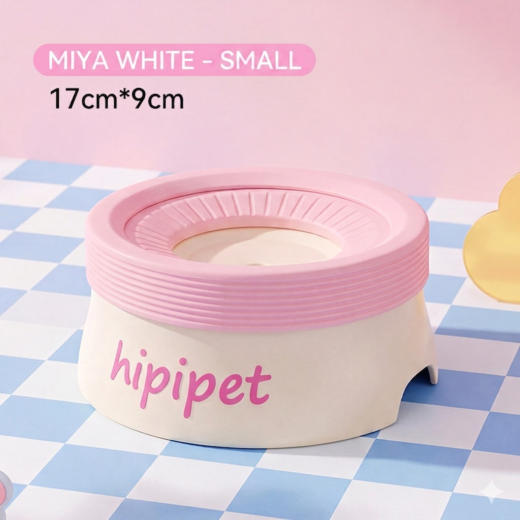 New dog bowl with a non-wetting mouth and floating water bowl