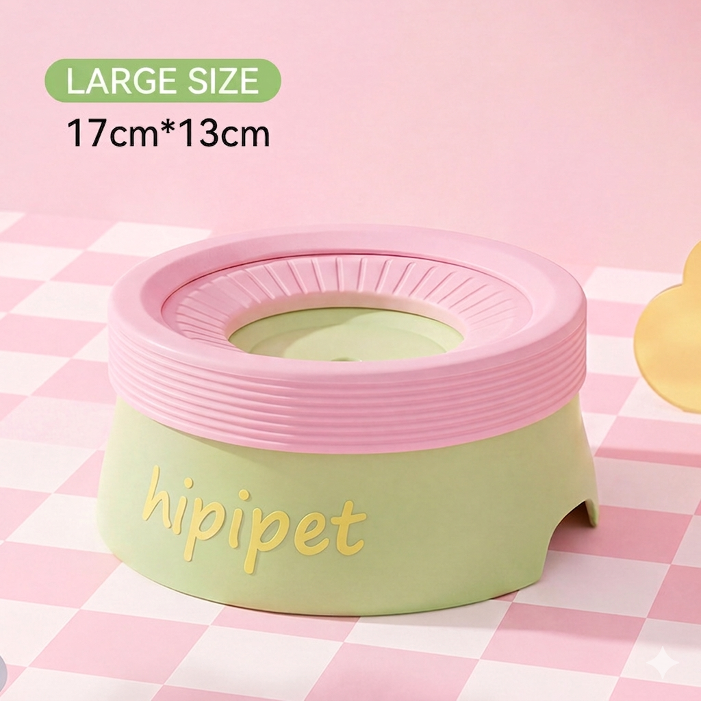 New dog bowl with a non-wetting mouth and floating water bowl
