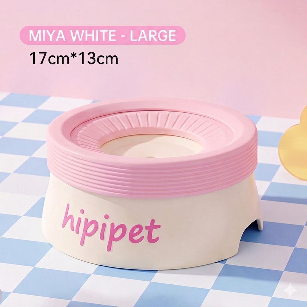 New dog bowl with a non-wetting mouth and floating water bowl
