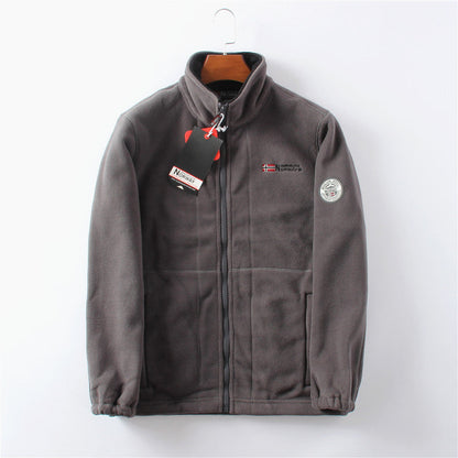 LAST DAY PROMOTION - 50%OFF🔥 Unisex Full Zip Stand Collar Reversible Fleece Coat
