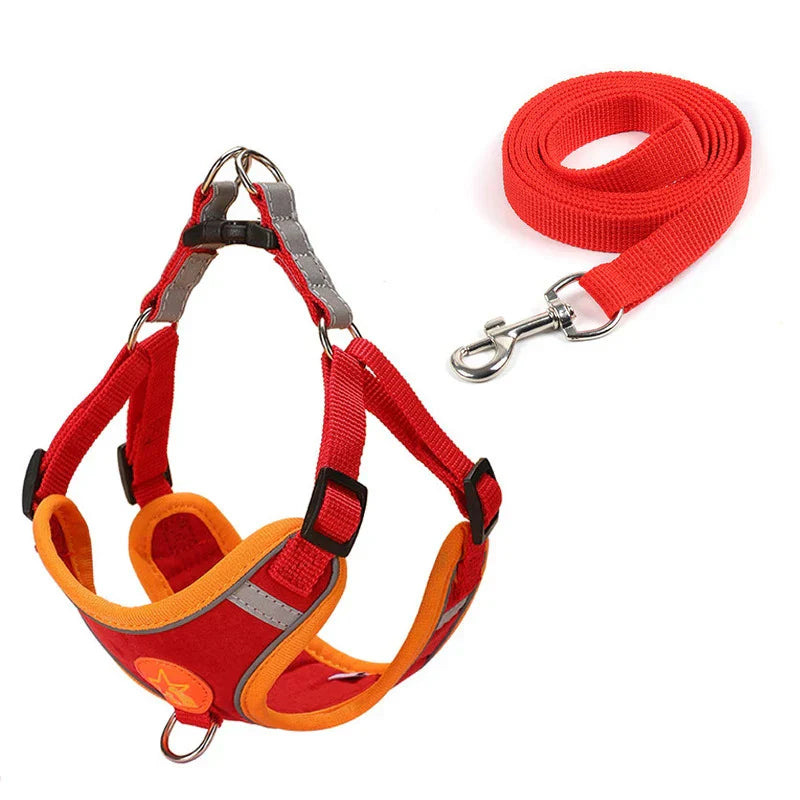 Dogs Harness Vest Walking Traction Rope Reflective Straps Soft Mesh