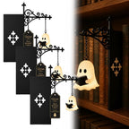 Cute Ghost Reading Book Lamp - Cozy Halloween LED Night Light & Bookshelf Decor